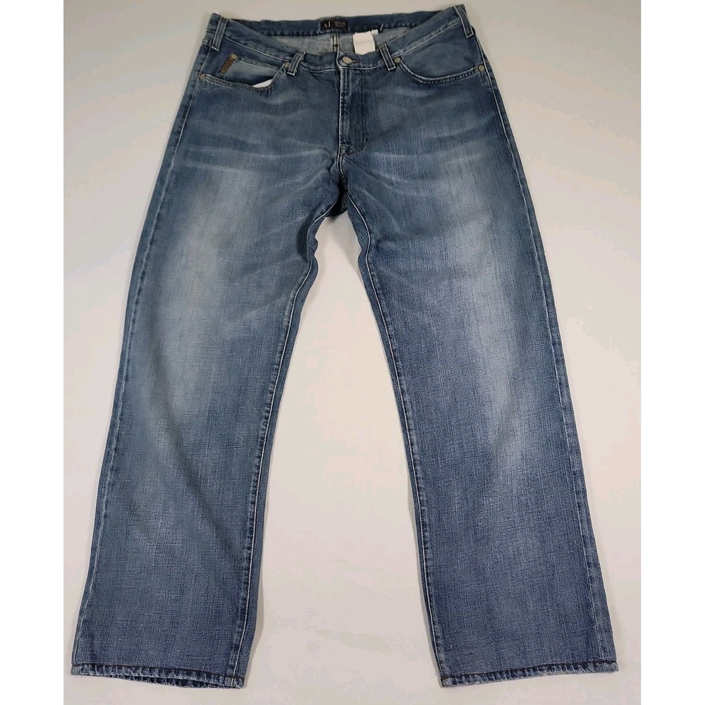 Vintage Armani Jeans Mens Faded Blue Straight Leg Size 38 x 31